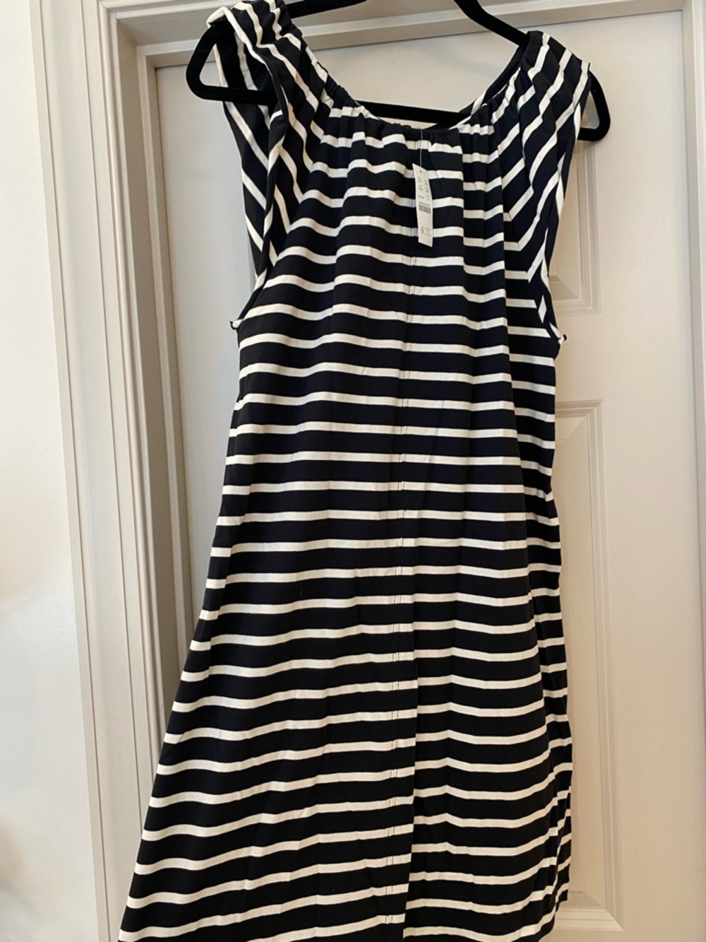 NEW J. Crew Black and Cream Striped Dress